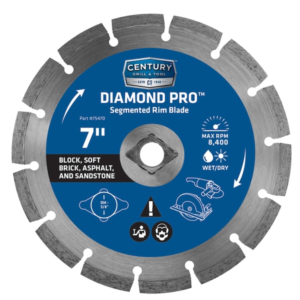 Century Drill & Tool Century Drill & Tool 7 in. D Diamond Segmented Rim Diamond Saw Blade 1 pc 75470 - main
